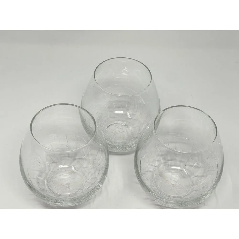 Pier 1 One Imports Stemless Wine Crackle Glass Clear Colorless Replacement